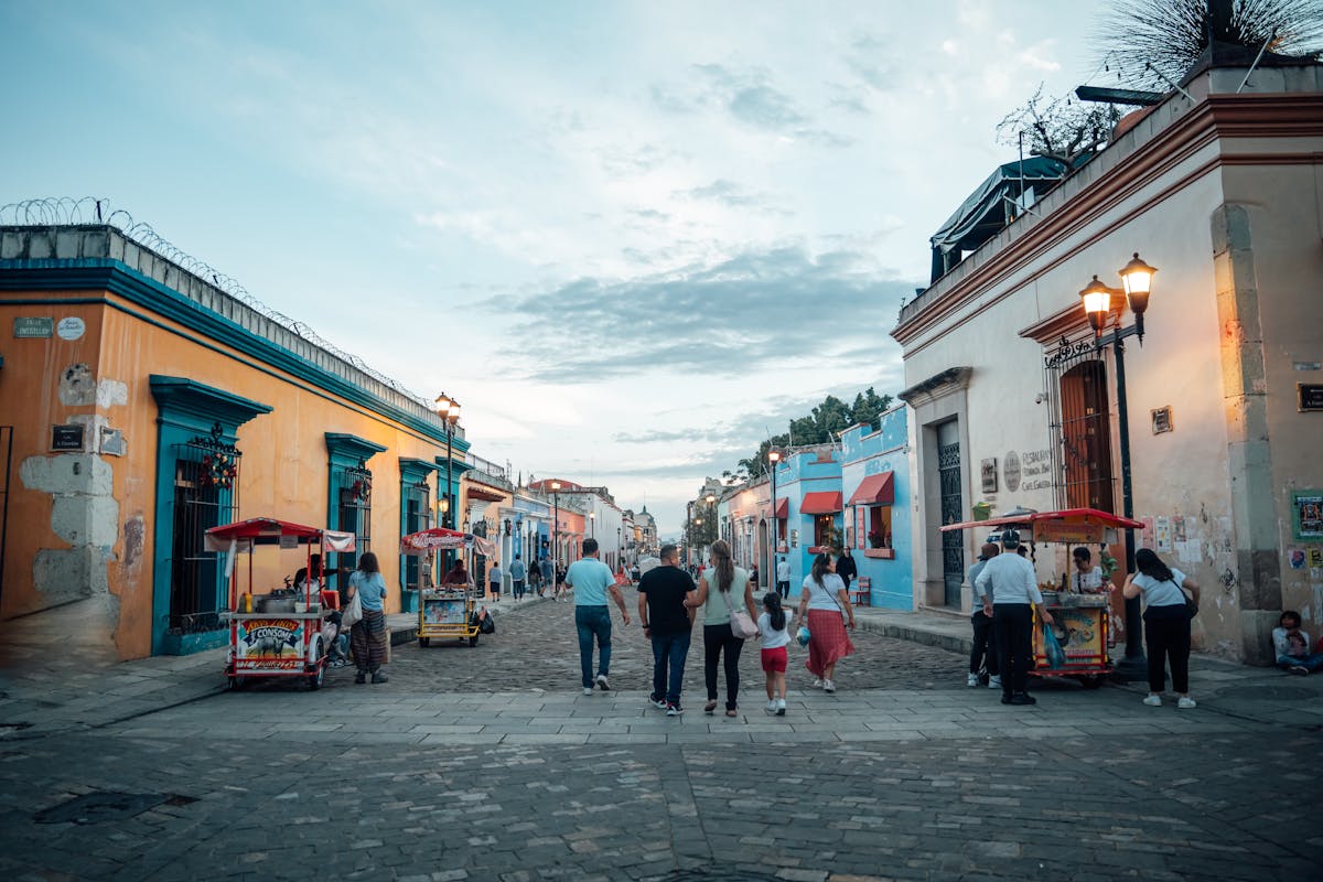 Evening street scene in Oaxaca City