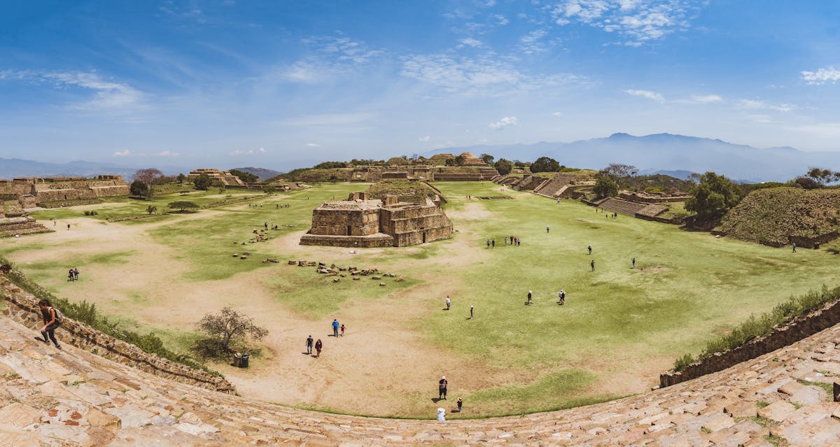 Ancient ruins of Monte Alban overlooking the Oaxaca valley