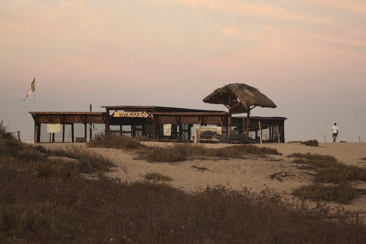 Beach hut at dusk Puerto Escondido