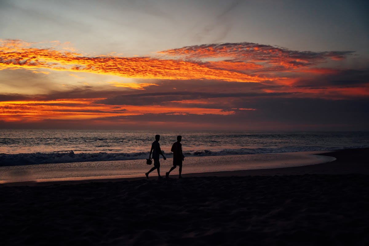 Sunset walk on Puerto Escondido beach
